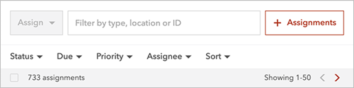 Assignments list filtering options Assignments list filtering options